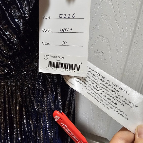 Mac Duggal Navy Silver Sequin Gown NWT Size 10 | Formal Prom Pageant Evening Dre - Picture 9 of 14